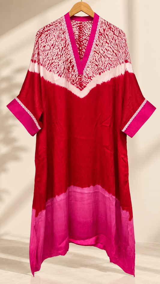 Pomegranate modal silk kaftan by Gul, second view