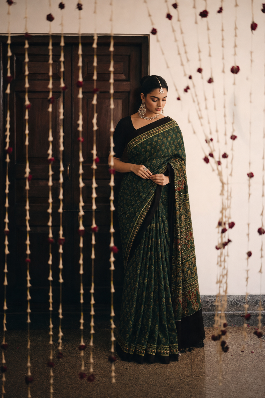 Raat Ki Rani – Deep Forest Ajrakh Saree