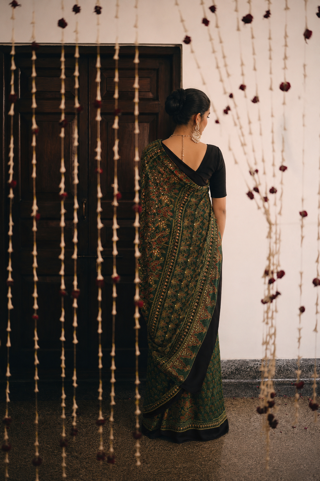 Raat Ki Rani – Deep Forest Ajrakh Saree