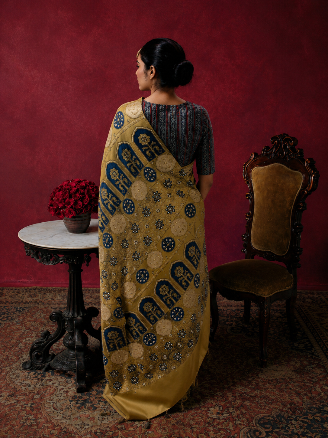 Sona Mitti – Mustard Ajrakh Saree