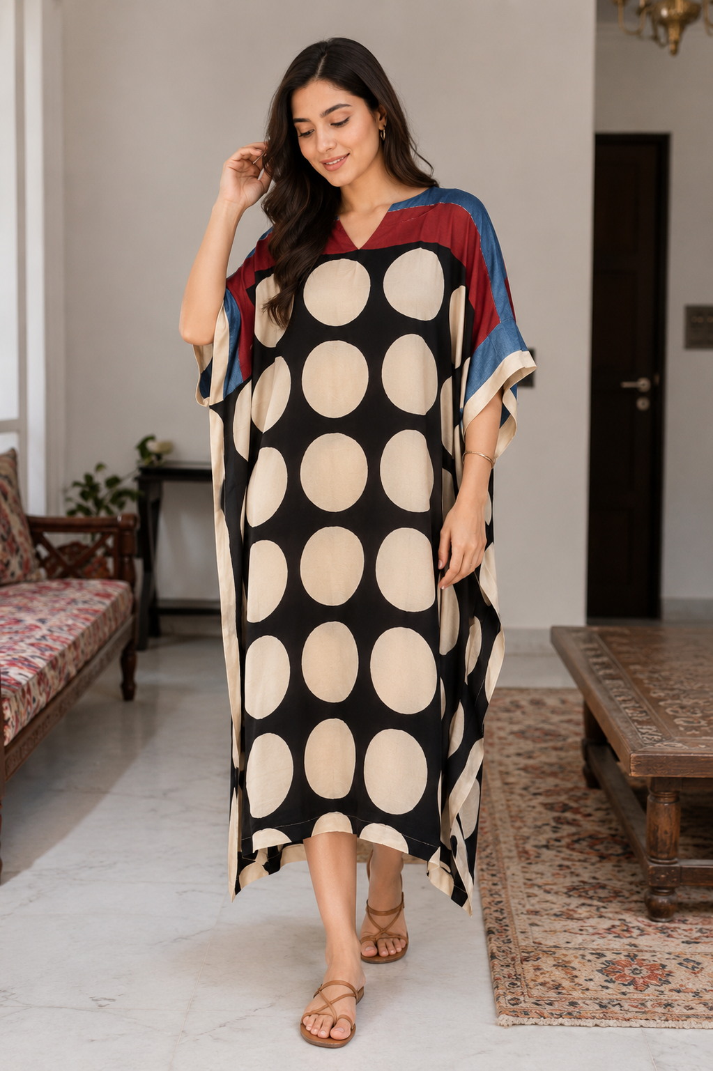 Chandni modal silk kaftan, alternate view