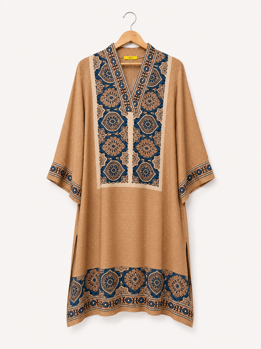Lehren Ajrakh modal silk kaftan, alternate view