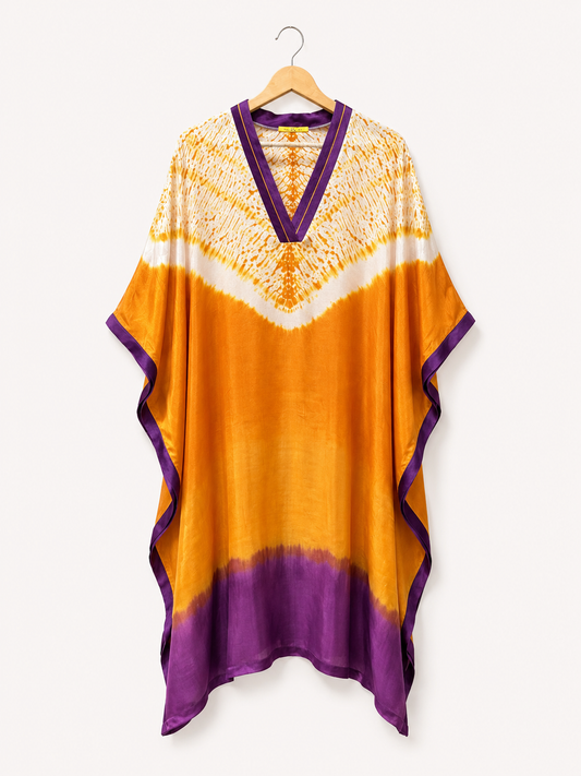 Rose Shibori modal silk kaftan, alternate view