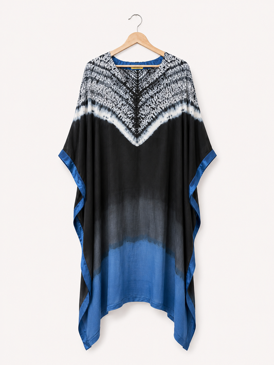 Raat Shibori modal silk kaftan, alternate view