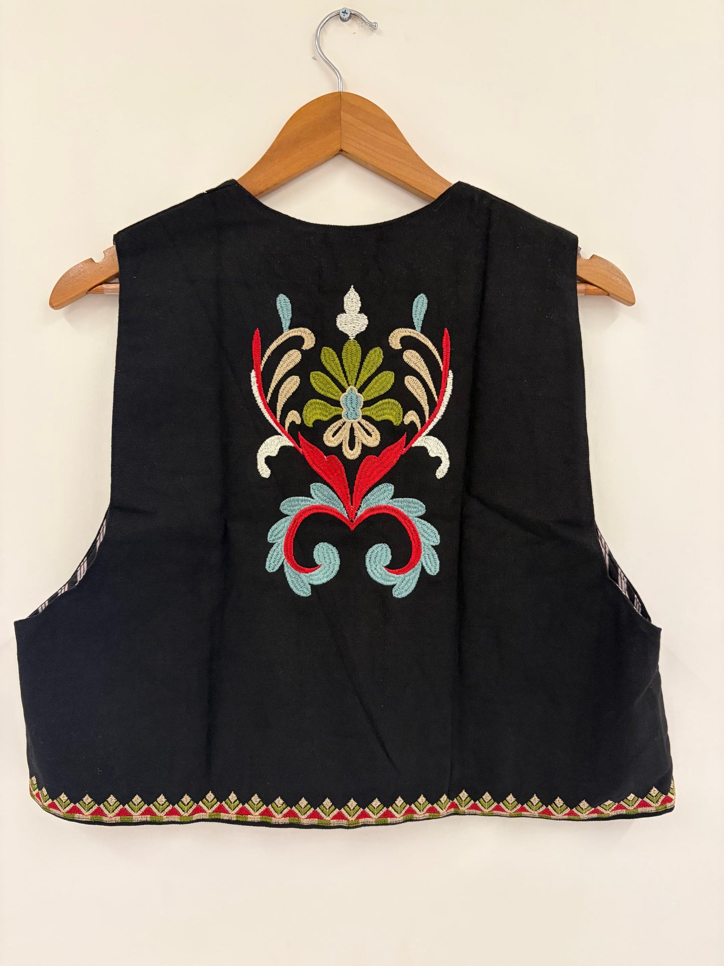 Black Colourful Floral Suzani Vest