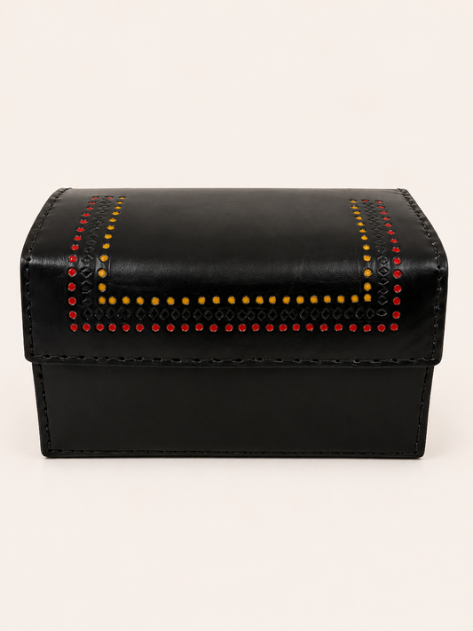 Black Leather Trunk Bag