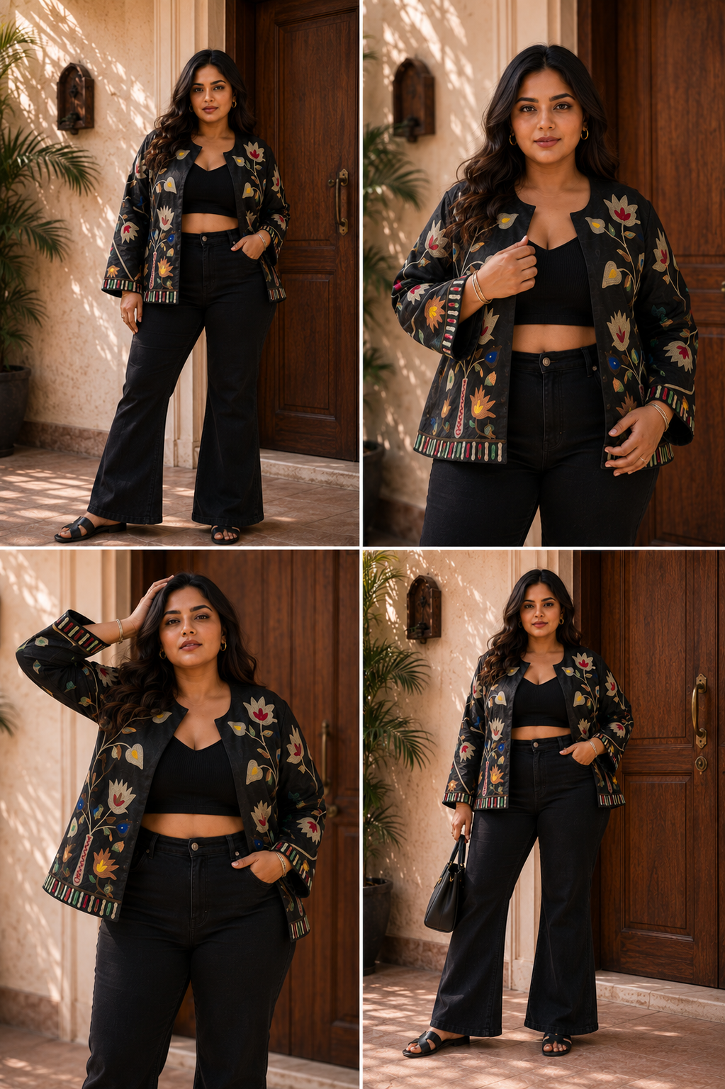 Charcoal LOVE Floral Suzani Jacket