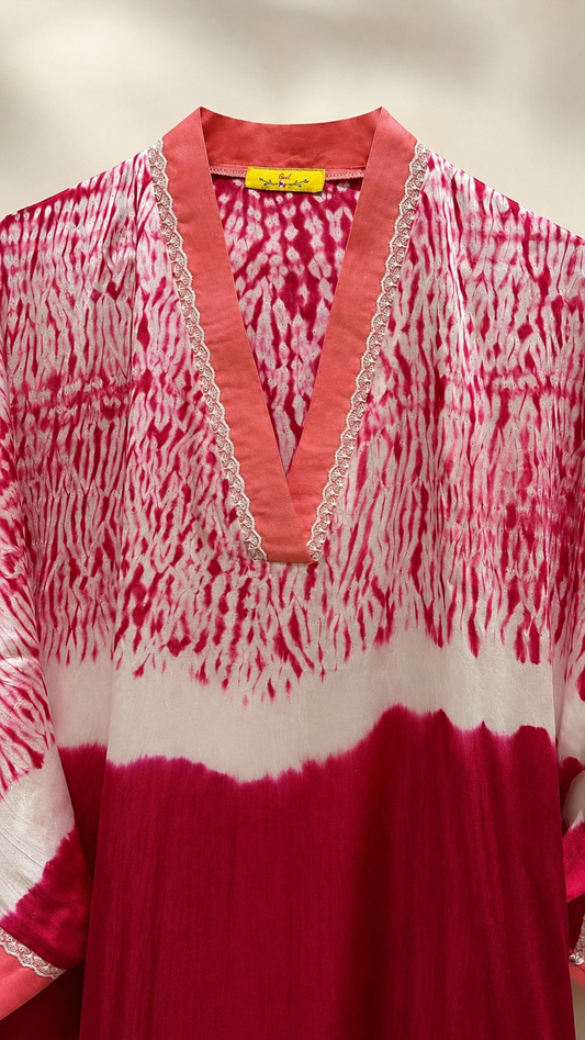 Pink Shibori Modal Silk Kaftan
