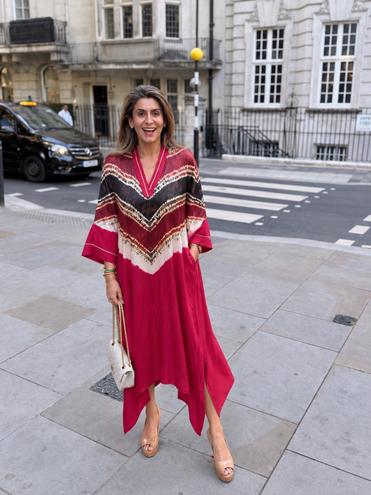 Tomato Red Modal Silk Kaftan