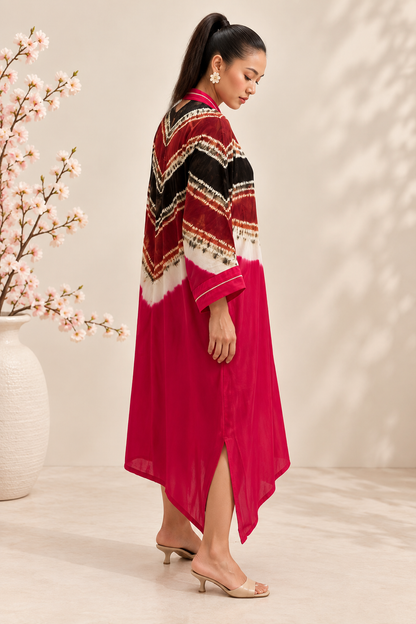 Tomato red modal silk kaftan, fourth view