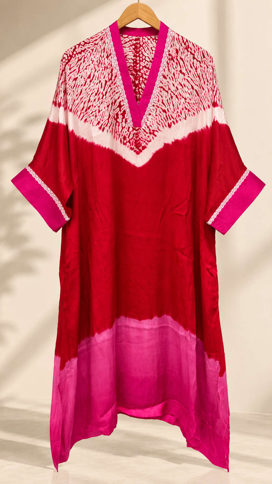Pomegranate modal silk kaftan by Gul, second view