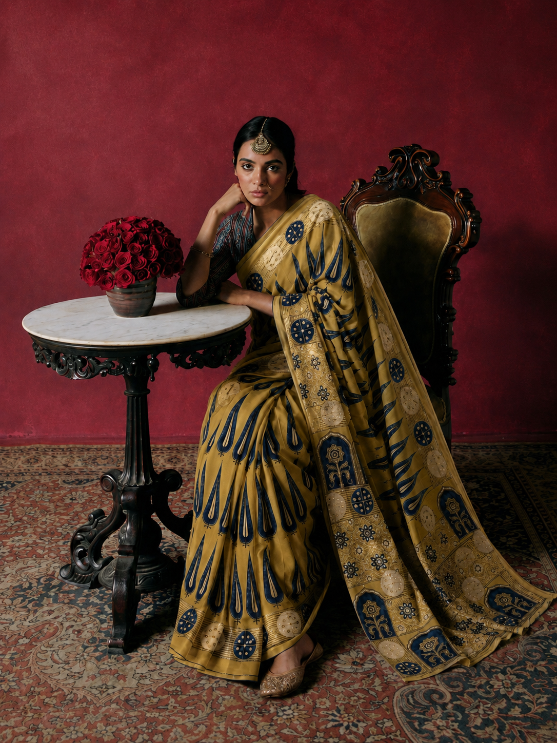 Sona Mitti – Mustard Ajrakh Saree
