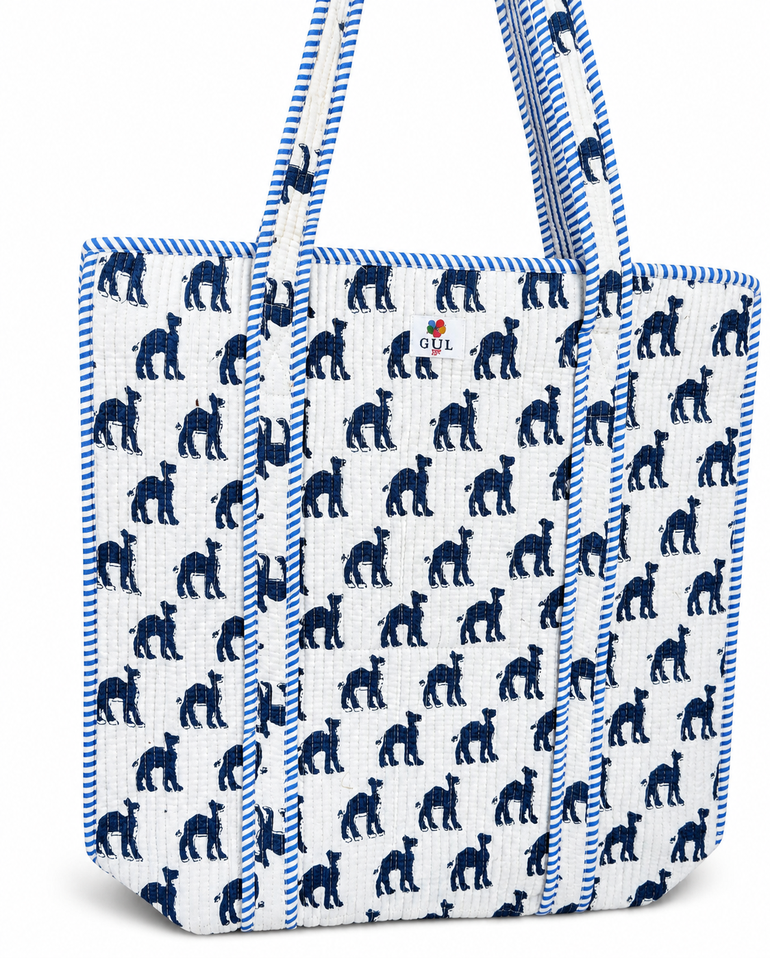 Navy Leopard Quilted Tote Bag