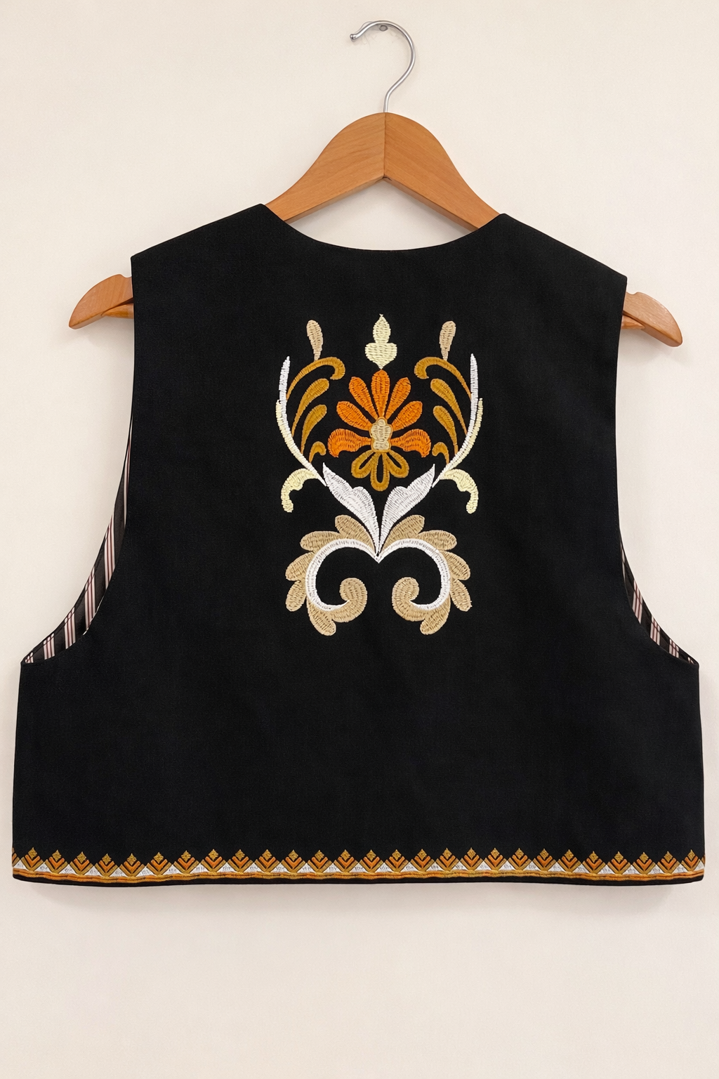 Black Suzani embroidered jacket, styled view