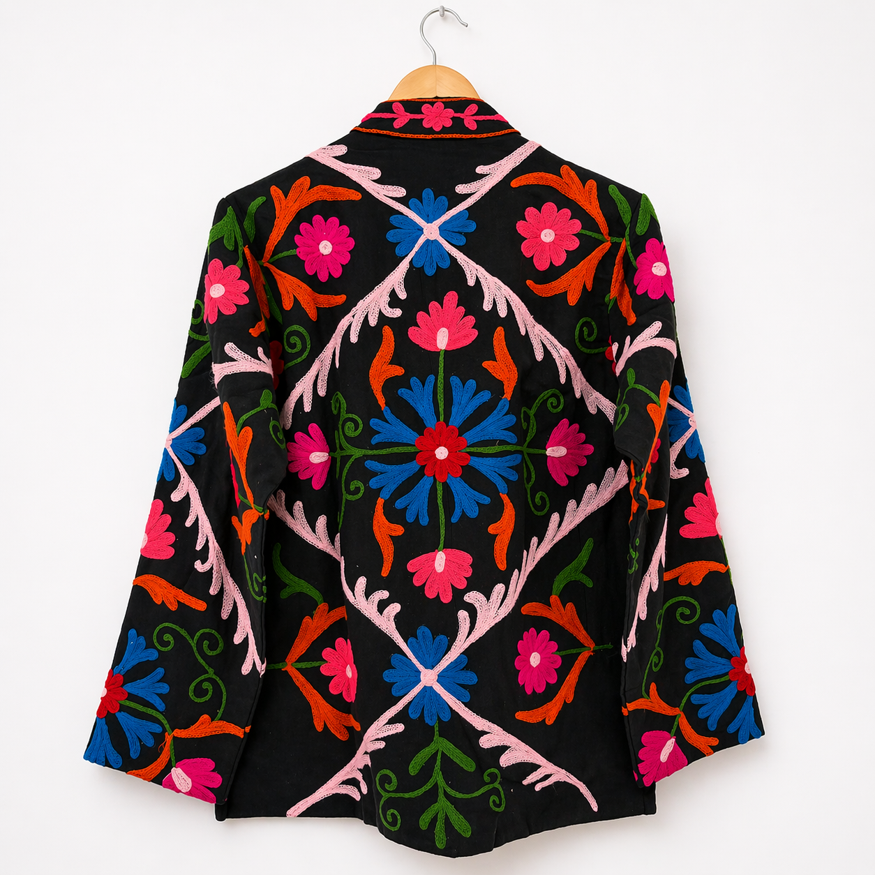 Black and gold embroidered vest, embroidery detail