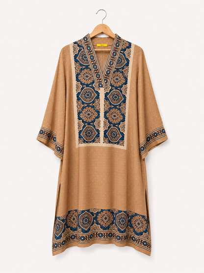 Lehren Ajrakh modal silk kaftan, alternate view