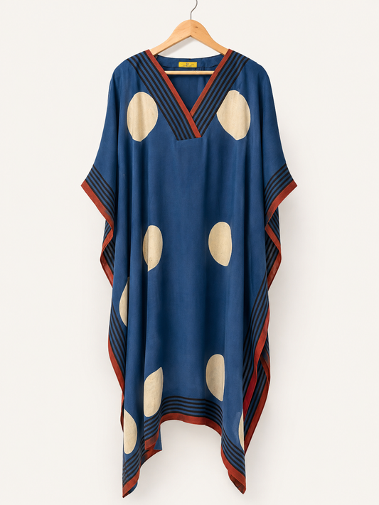 Baadal indigo modal silk kaftan, alternate view