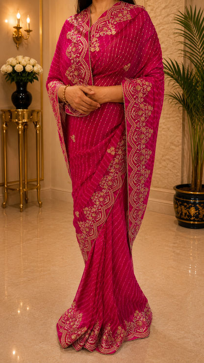 Magenta Gotta Patti georgette saree, sixth view
