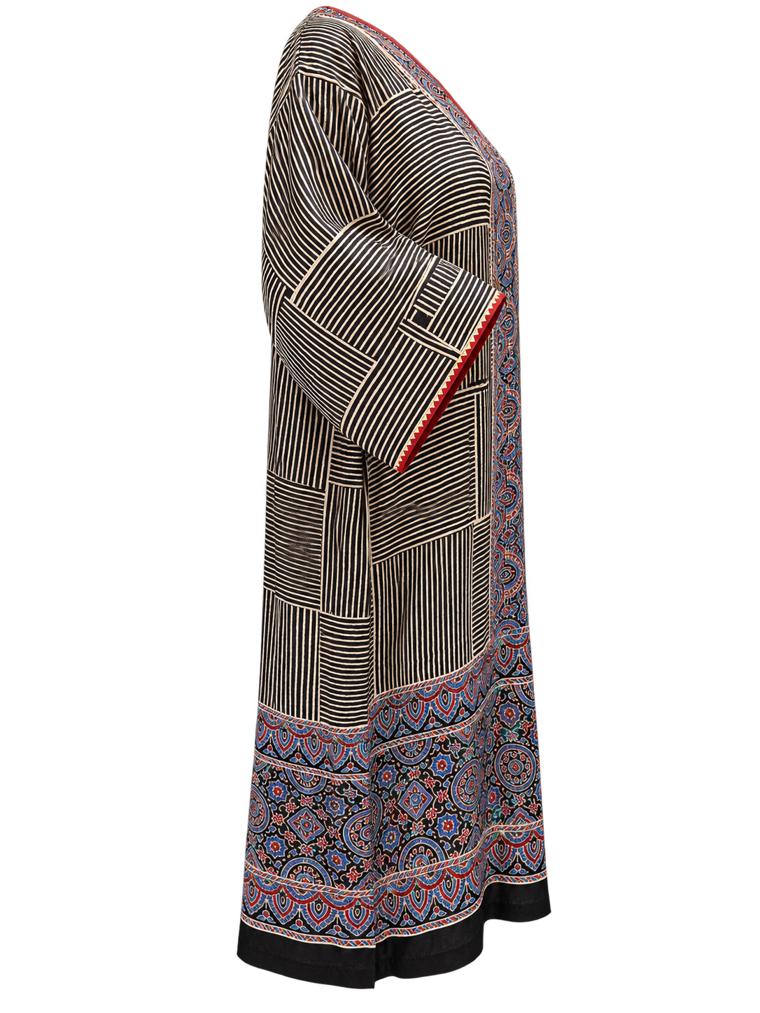 Black & Blue Printed Modal Silk Kaftan
