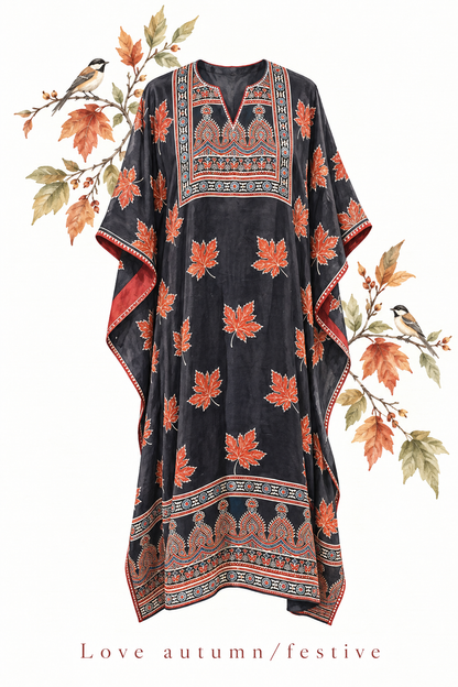 Black Maple Ajrakh Modal Silk Kaftan