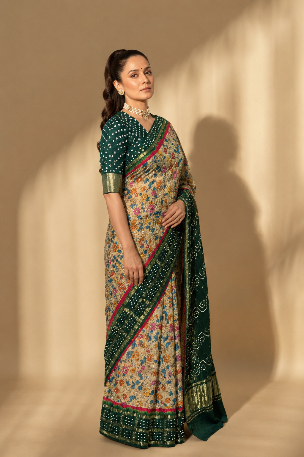 Chameli Bandhej Modal Silk Saree