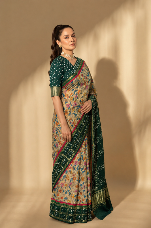 Chameli Bandhej Modal Silk Saree