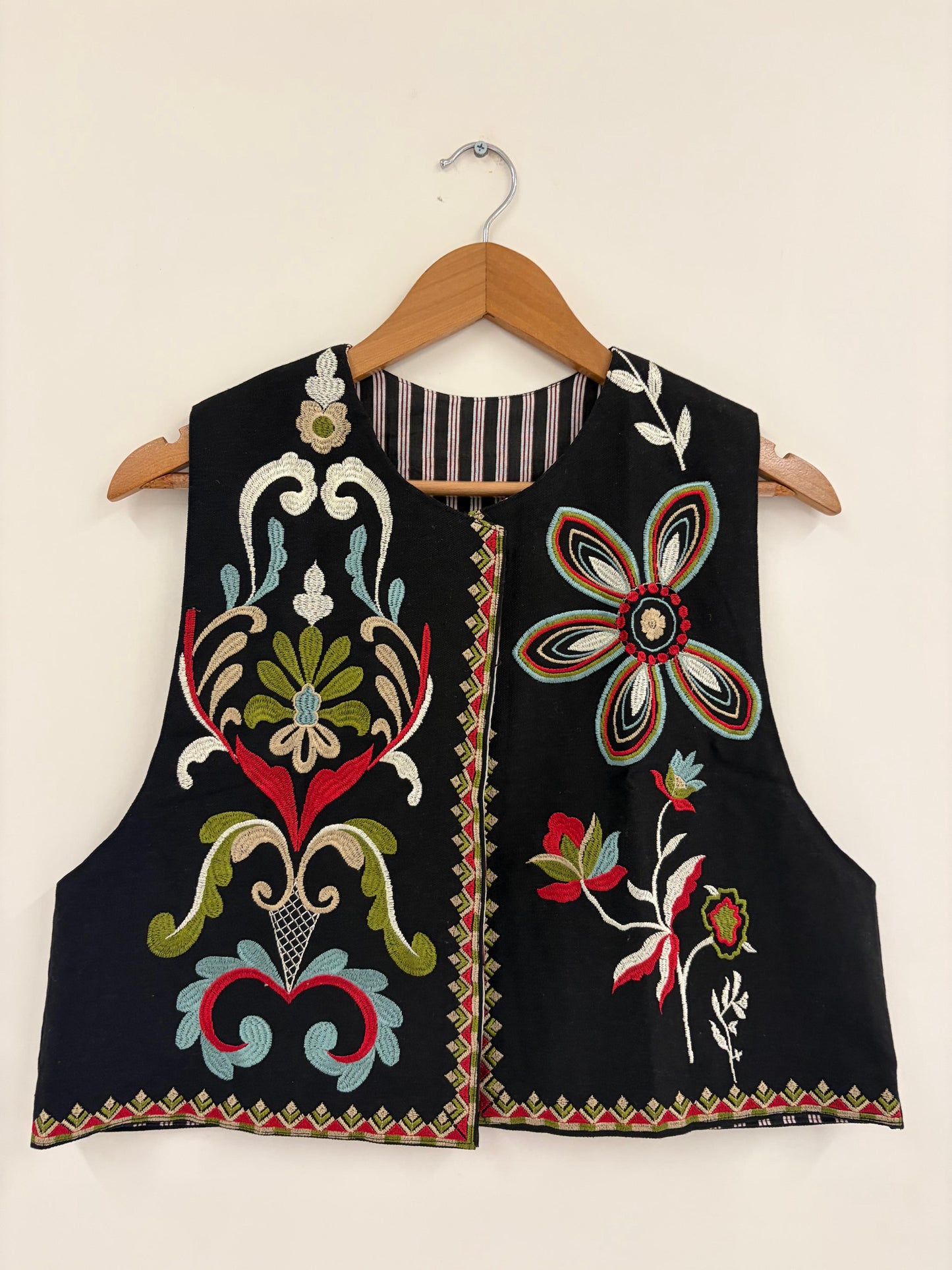 Black Colourful Floral Suzani Vest