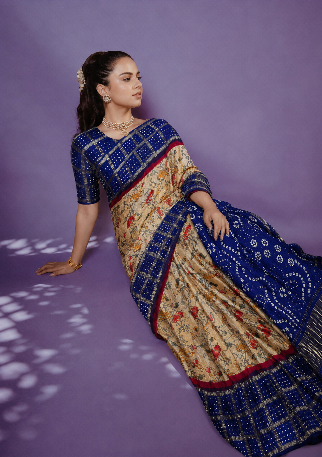 Nilofar Bandhej Modal Silk Saree