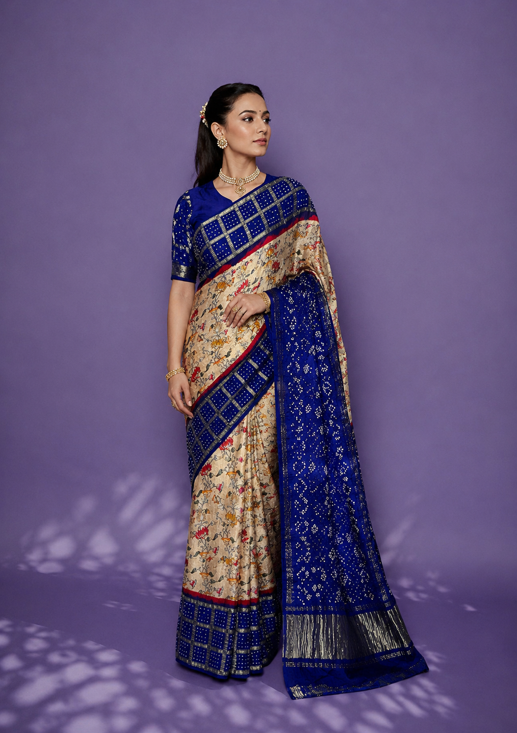 Nilofar Bandhej Modal Silk Saree