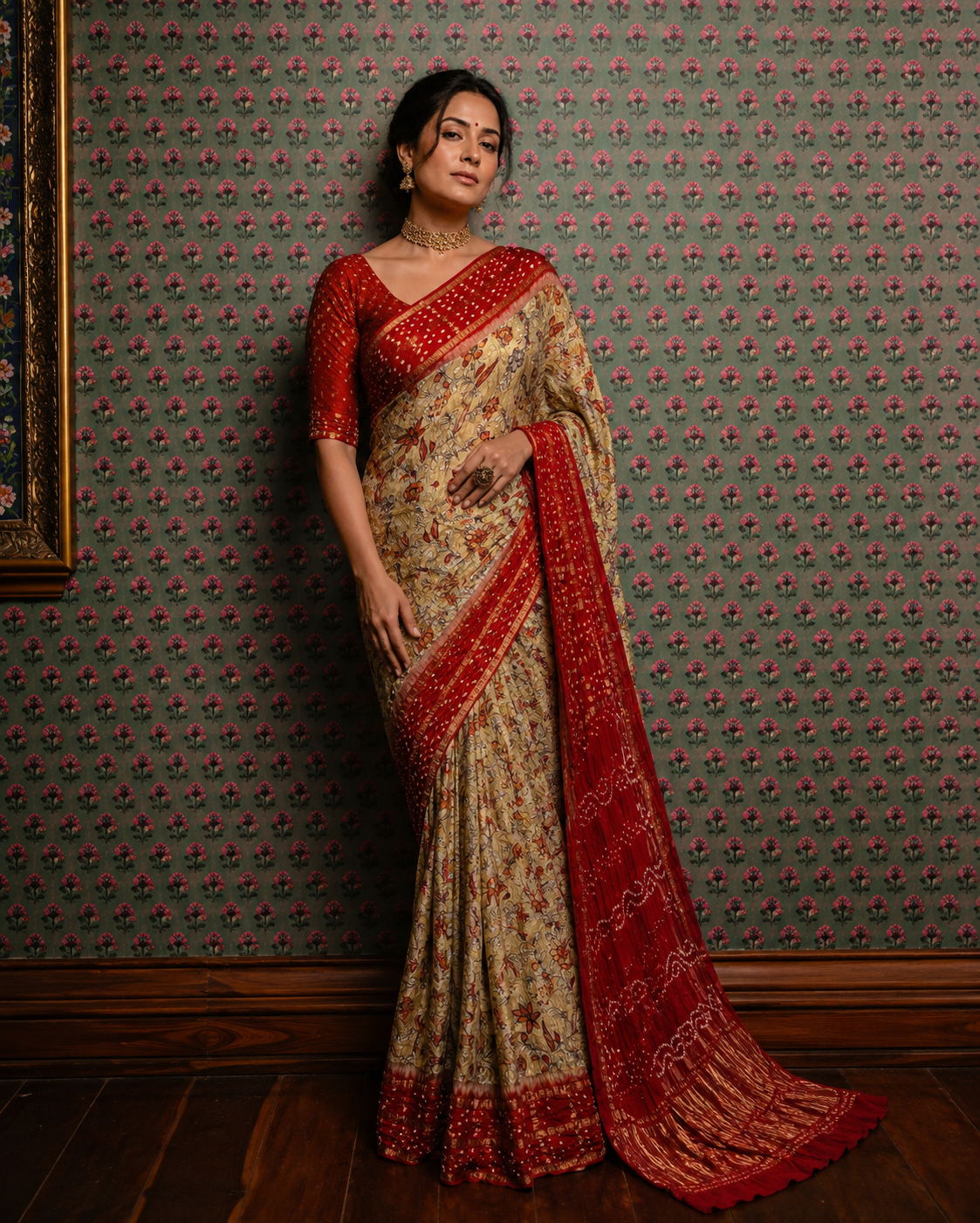 Palash Bandhej Modal Silk Saree
