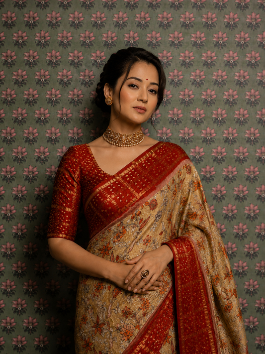 Palash Bandhej Modal Silk Saree