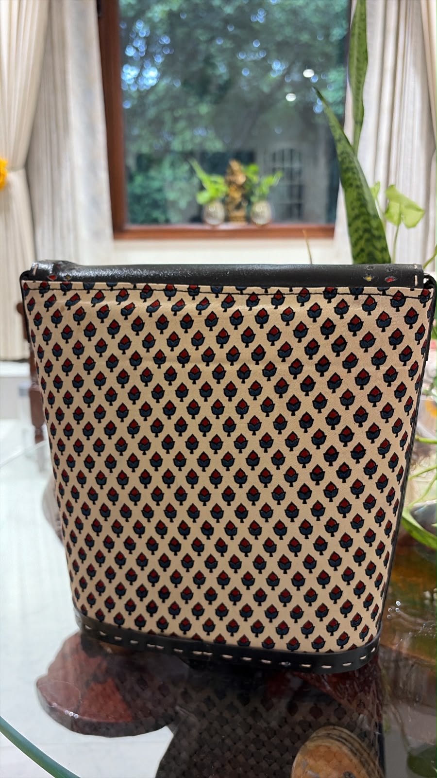 Black Ajrakh Multicolour Crossbody Bag - back view