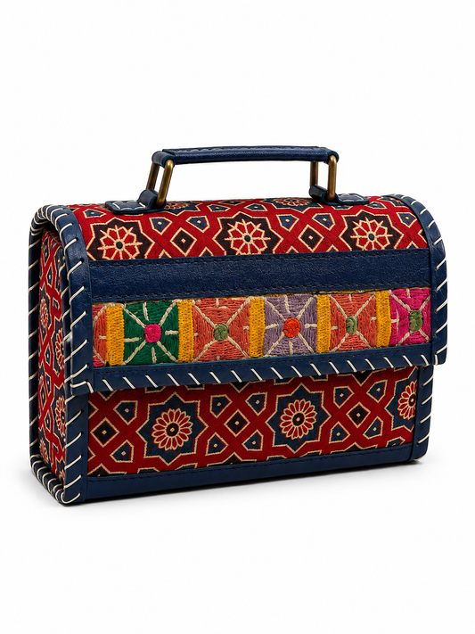 Multicolour Banjara Embroidery Crossbody Trunk Bag
