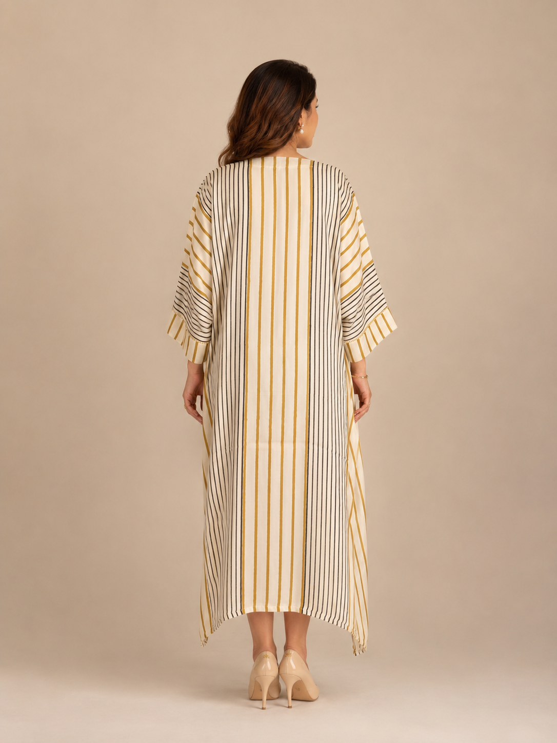 Off-White Gold Stripe Star-Print Kaftan - Back