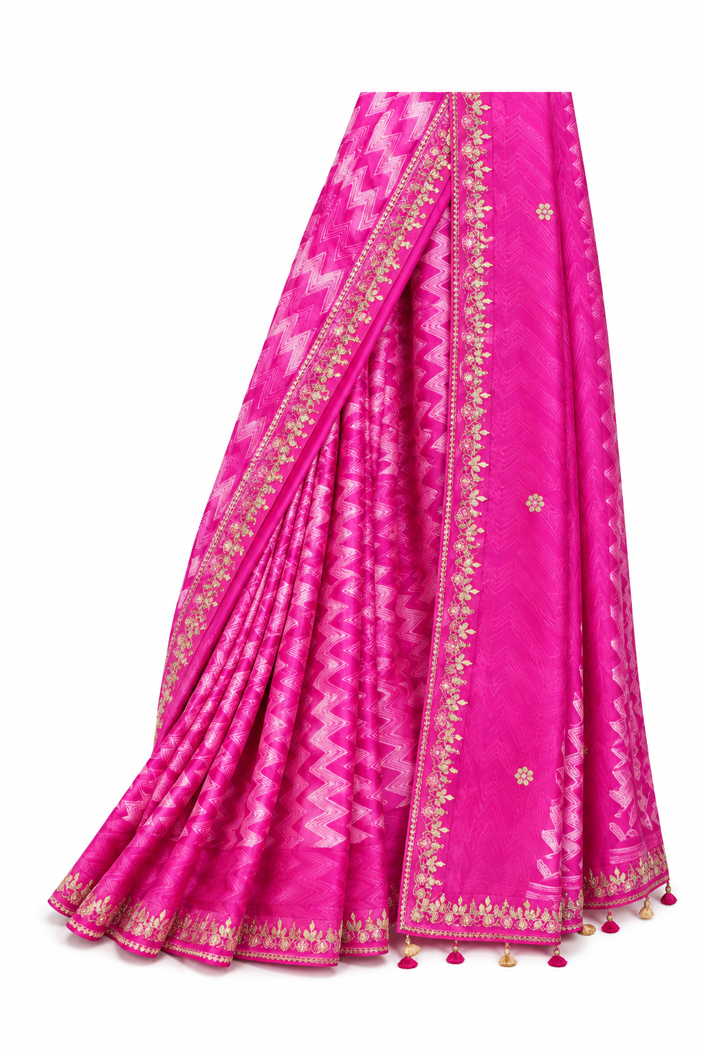 Pink Gajji Silk Saree with Rich Pearl & Gotta Work