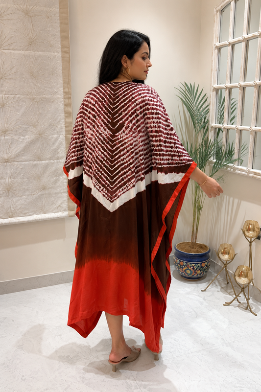 Maroon White Red Ombré Chevron Kaftan